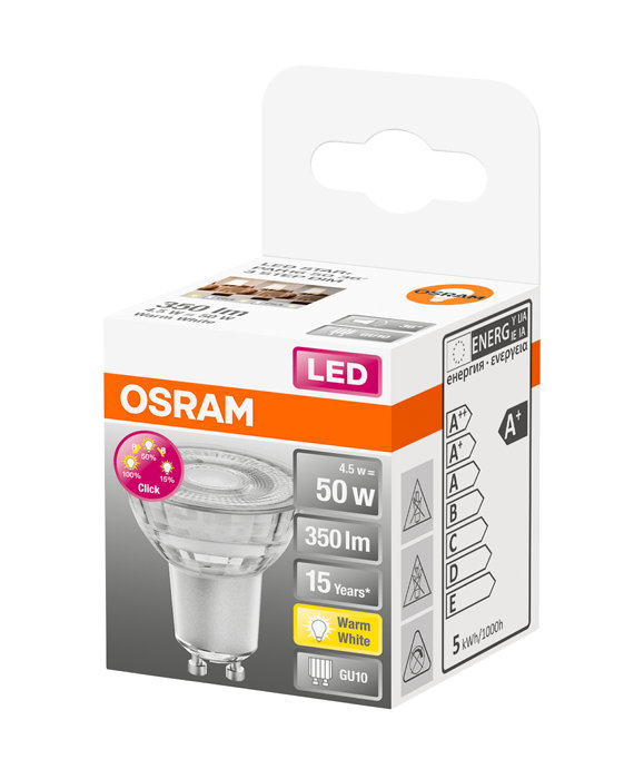 Osram LED Star+ PAR16 dæmpbar 4,5 W GU10